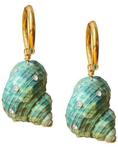 Smilla Brav Shell Earrings Estepona - Green