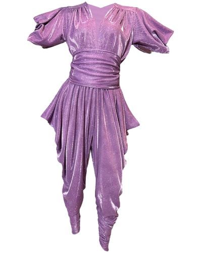 Julia Clancey Carmenita Lilac Sparkles Jumpsuit Set - Purple