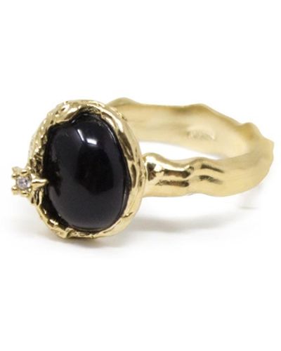 Vintouch Italy Ad Astra Gold-plated Onyx Ring - Black