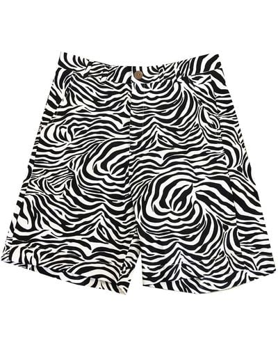 Quillattire Black And White Zebra Print Short - Multicolour