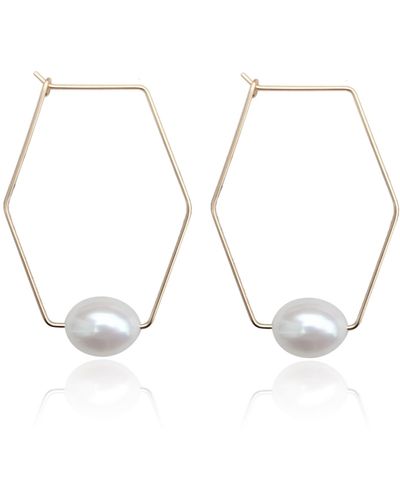 Kiri & Belle Sara Geometric Pearl Filled Earrings - Metallic