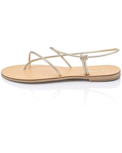 Ancientoo Iaso Cord Handcrafted 's Leather Sandals With A Lasso Style Strap - Metallic