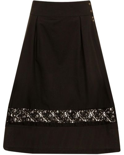 Sophie Cameron Davies Cotton A-line Midi Skirt - Black