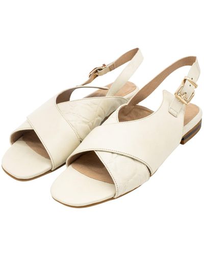 Stivali New York Roots Sandals In Ivory/embossed Leather - Natural