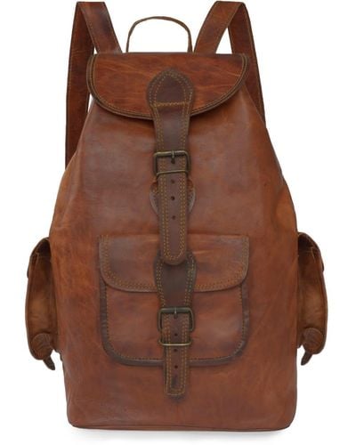 VIDA VIDA Vida Vintage Classic Leather Backpack - Brown