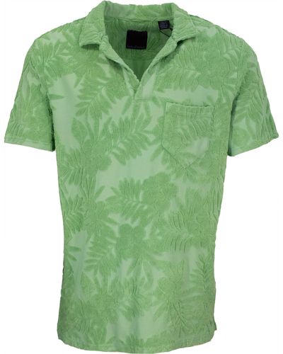 lords of harlech Johnny Farm Floral Towel Polo - Green