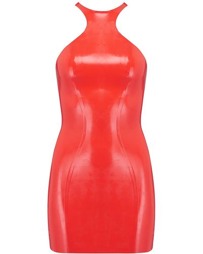 Elissa Poppy Latex Mini Dress - Red