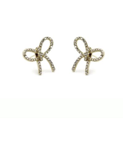 VicStoneNYC Fine Jewelry Ribbon Stud Sterling Earrings - Metallic