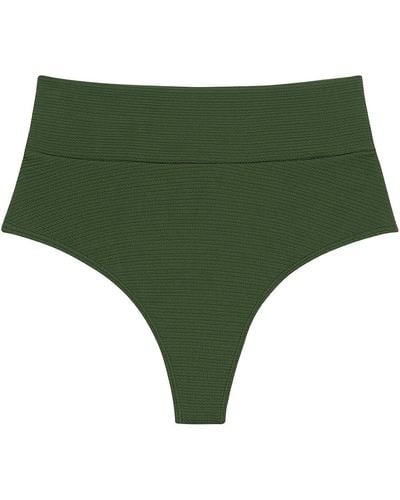Montce Olive Micro Scrunch Added Coverage High Rise Bikini Bottom - Green