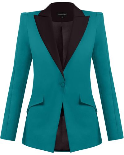 Tia Dorraine Illusion Classic Tailored Blazer - Blue