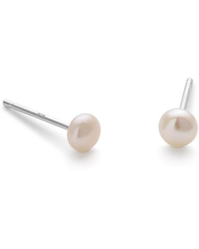 Elk & Bloom Small Real Pearl Stud Earrings - White