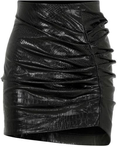Maeve Vegan Leather Croc Skirt - Black