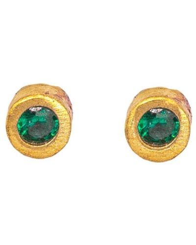 Lily Flo Jewellery Disco Dot Emerald Stud Earrings - Yellow