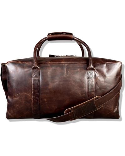 LeatherCo. Large Cognac Leather Weekend Holdall - Brown