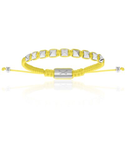 Double Bone Bracelets Silver Studs With Yellow Polyester Bracelet