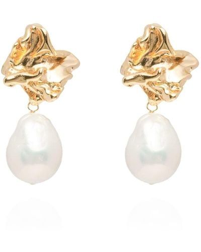 Ella Palm Athena Baroque Pearl Gold Earrings - Metallic