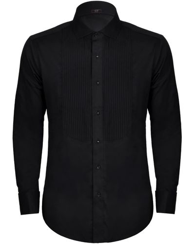DAVID WEJ Classic Collar Double Cuff Dress Shirt – - Black