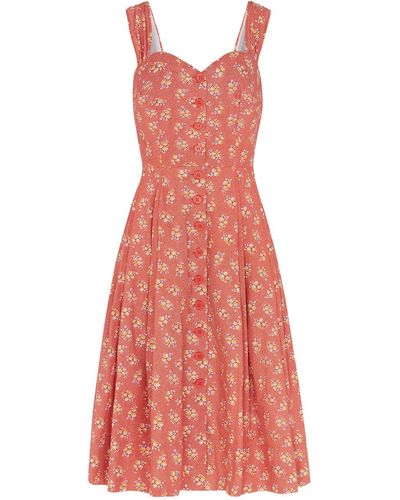 Emily and Fin Jenny Paprika Ditsy Floral Dress - Red