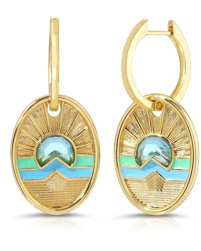 Glamrocks Jewelry Tequila Sunrise Charm Hoop Earrings- Sky - Multicolour