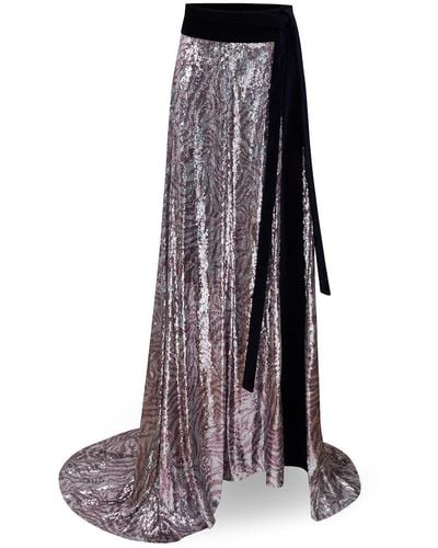 LA FEMME MIMI Sequin Wrap Skirt Dress - Purple