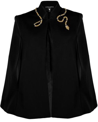 Laines London Laines Couture Cape With Embellished & Gold Wrap Around Snake - Black