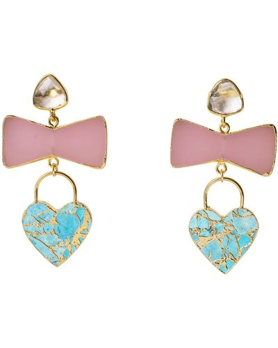 YAA YAA LONDON Molten Heart Earrings Turquoise Pink - Blue