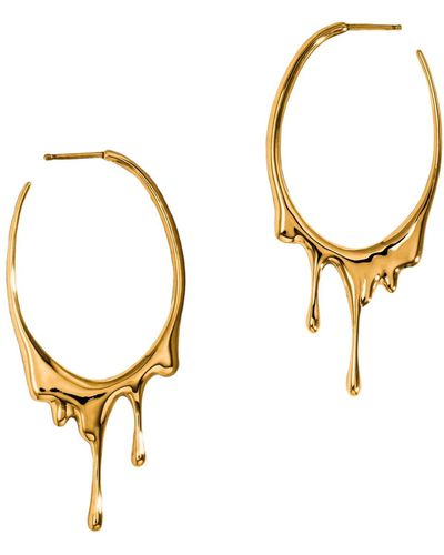 MARIE JUNE Jewelry Dripping Oval M Vermeil Hoop Earrings - Metallic