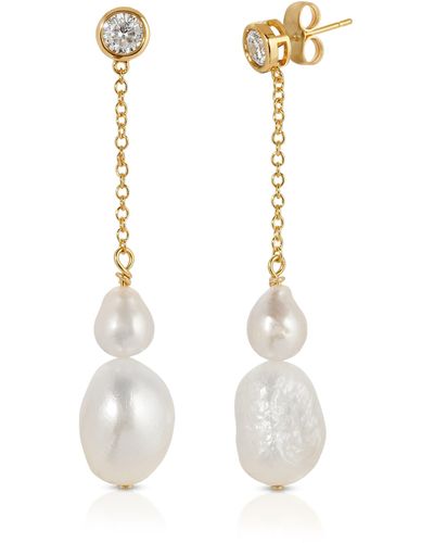 Leeada Jewelry Finley Drop Earrings Pearl - Metallic