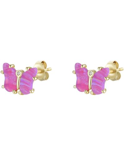 KAMARIA Opal Butterfly Stud Earrings - Pink