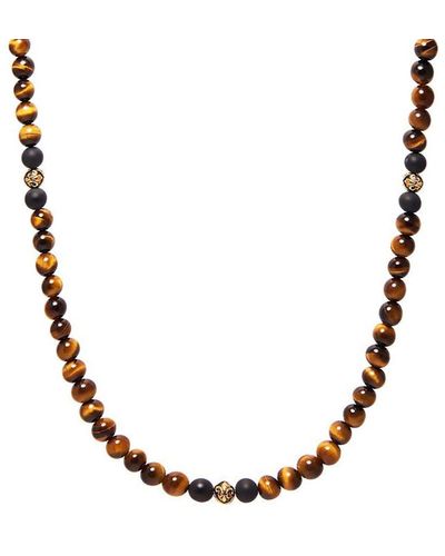 Nialaya Beaded Necklace With Brown Tiger Eye And Gold