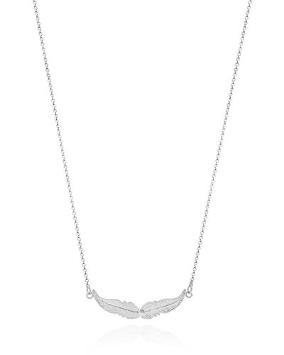 Sophie Simone Designs Necklace Two Feathers - White