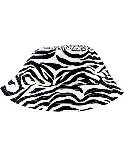 Quillattire Zebra Print Reversible Bucket Hat - Black
