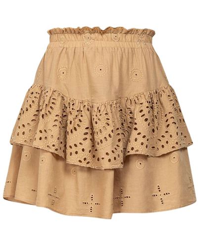 Cliché Reborn Beige Skirt With English Embroidery - Natural