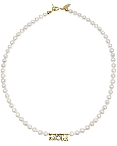 Farra Freshwater Pearls With Mom Pendant Necklace - Metallic