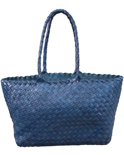 Rimini Woven Leather Handbag 'amadea' - Blue