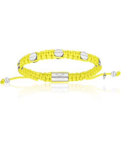 Double Bone Bracelets Silver Amore Screws With Yellow Polyester Bracelet