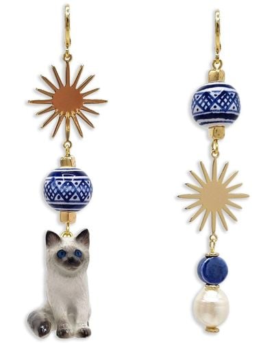 Midnight Foxes Studio Ragdoll Cat Gold Earrings - Metallic