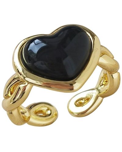 POPORCELAIN Porcelain Heart Braided Ring - Black