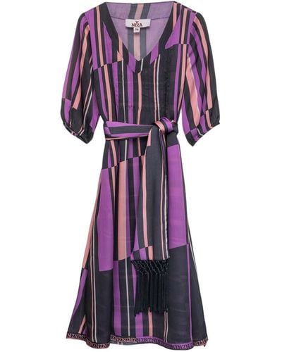 Niza Midi Dress And V-neckline - Purple
