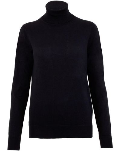 Paul James Knitwear Terri Ultra-fine Cotton Roll Neck Long Sleeve Sweater - Black