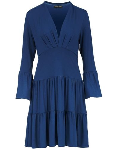 Conquista Jersey Tiered Dress - Blue