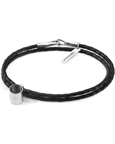 Anchor and Crew Midnight Gustatory Coffee Mug Silver & Braided Leather Bracelet - Black