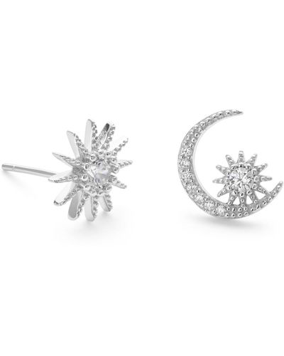 Elk & Bloom Sterling Star & Crescent Moon Earrings - Metallic