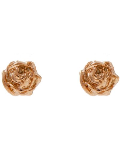 Lee Renee Tiny Rose Stud Earrings - Metallic