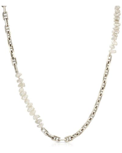 NAiiA Ace Pearl & Sterling Chain Necklace - Metallic