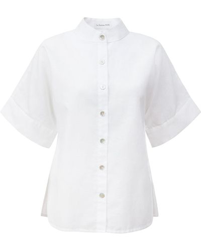 LA FEMME MIMI Simple Silk Shirt - White