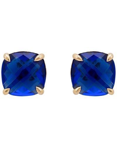 LÁTELITA London Empress Gemstone Stud Earrings Gold Sapphire - Blue