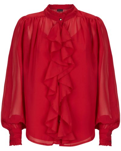 James Lakeland Chiffon Ruffle Shirt - Red