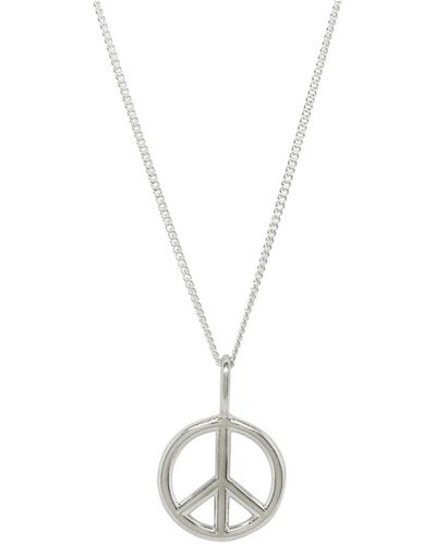 Katie Mullally Peace Sign Necklace In Sterling - Metallic