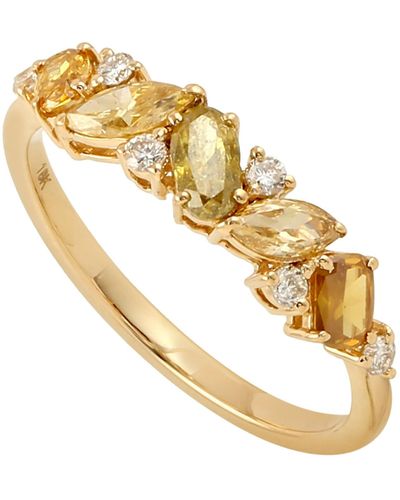 Artisan Yellow Gold Colour Diamond Designer Ring Handmade Jewellery - Metallic